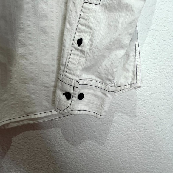 Raw State Shirt Mens Large White Graphic Renegade Goth Fleur de Lis Wings Cross - Picture 10 of 15